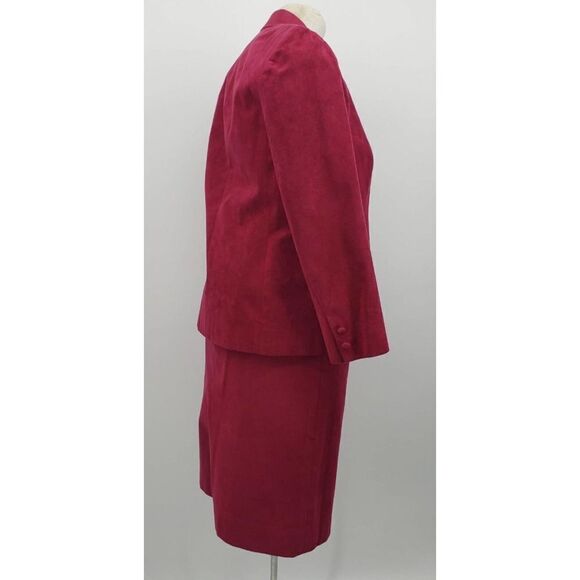Vintage Baron Kay's Tailor Skirt & Jacket Set Large? 34W Fuchsia Suede Hong Kong - Picture 5 of 12